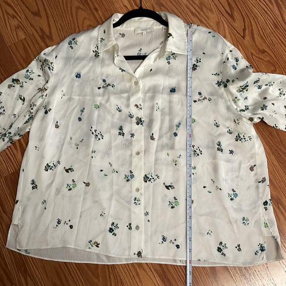 Vince Scattered Floral Silk Long-Sleeve Blouse - Medium - Picture 6 of 14